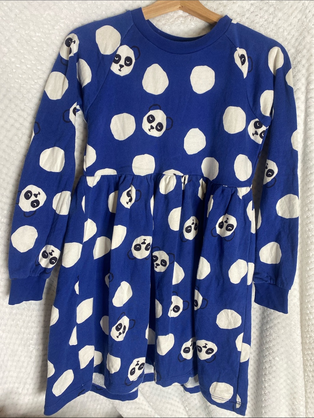 Hanna Andersson Blue Panda Bears Polka Dot Long Sleeve Dress
